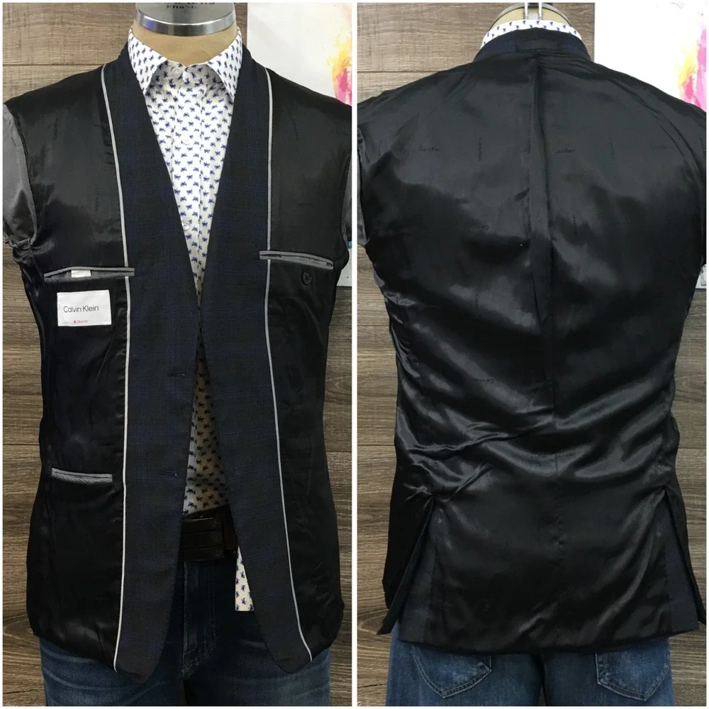 CALVIN KLEIN Mens Blazer Sport Coat Casual‎ Jacket Size 38R Slim Fit Wool Suit